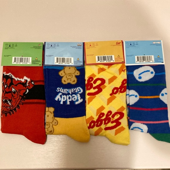 Men’s 4 Pack Junk Food Snacks Drinks Breakfast Theme Crew Socks Bundle - Picture 2 of 6